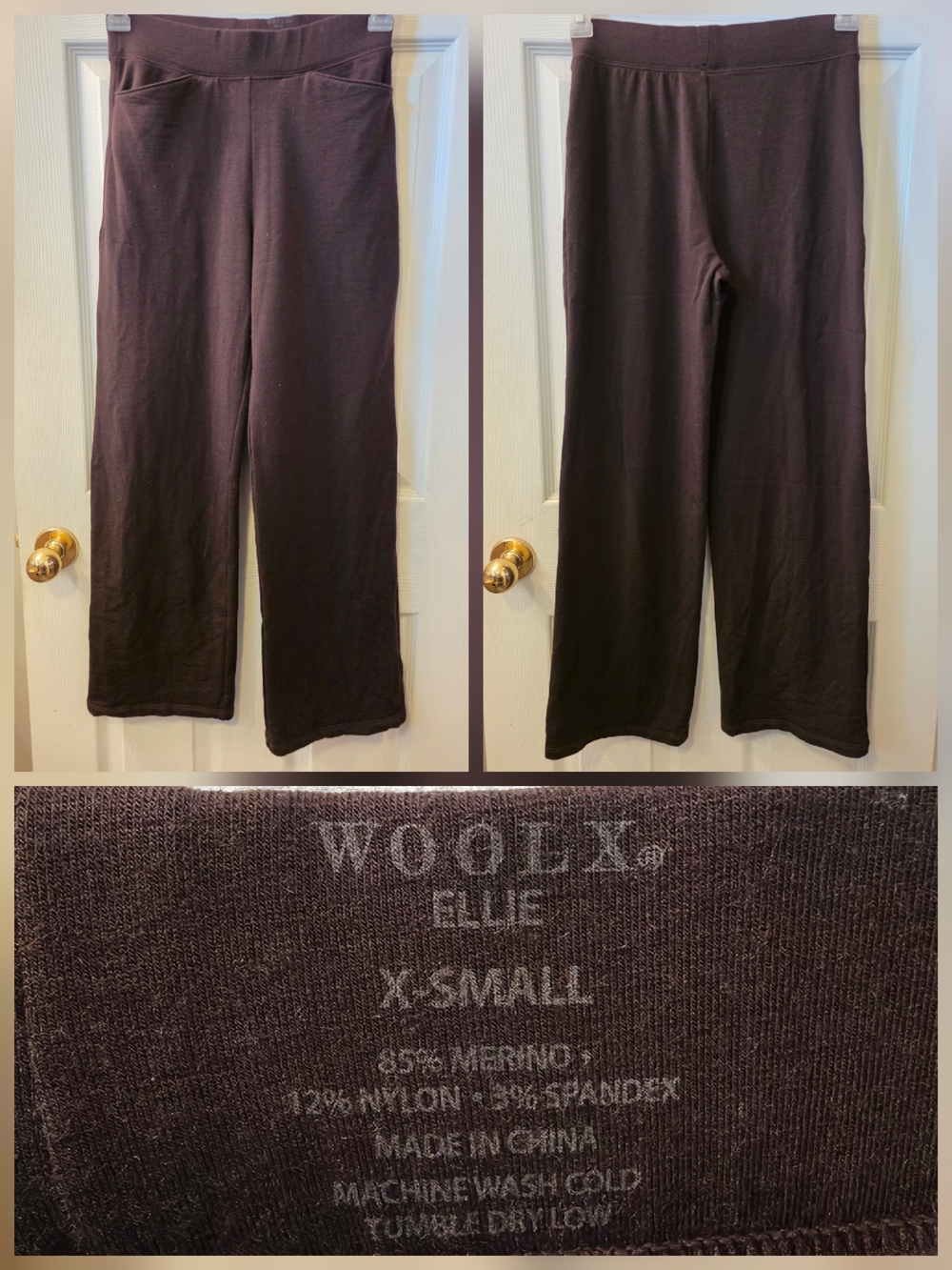 WoolX Ellie Women’s Merino-Blend Wide Legged Pants - X-small French Roast - Picture 3 of 3